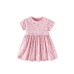 Flower pattern round neck short sleeved A-line skirt