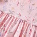 Flower pattern round neck short sleeved A-line skirt