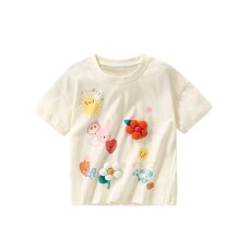 Flower short sleeved round neck children's T-shirt top