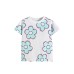 Flower pattern round neck short sleeved top