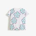 Flower pattern round neck short sleeved top