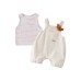 Summer New Baby Boy Two-Piece Set with Stripe Vest and Bib Overalls, Casual Design