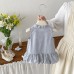 Cute Baby Girls Summer New Stripe Butterfly Knot Turn-down Collar Sleeveless Dress Simple Academic Style Dress Cute Baby Girls Summer New Stripe Butterfly Knot Turn-down Collar Sleeveless Dress Simple Academic Style Dress