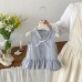 Cute Baby Girls Summer New Stripe Butterfly Knot Turn-down Collar Sleeveless Dress Simple Academic Style Dress Cute Baby Girls Summer New Stripe Butterfly Knot Turn-down Collar Sleeveless Dress Simple Academic Style Dress