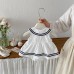 Cute Summer Baby Romper with Peter Pan Collar, Infant Casual Stylish One-Piece Outfit