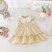 Girl's Summer Dress Fashionable Turn-Down Collar Sleeveless Dress for Toddlers Baby Formal Wear Summer