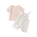 Dotted BabyFloral Overalls Set Summer Casual Short Sleeve Romper Two-Piece Outfit