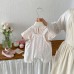 Dotted BabyFloral Overalls Set Summer Casual Short Sleeve Romper Two-Piece Outfit