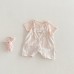 Dotted BabyFloral Overalls Set Summer Casual Short Sleeve Romper Two-Piece Outfit