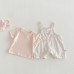 Dotted BabyFloral Overalls Set Summer Casual Short Sleeve Romper Two-Piece Outfit