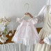Summer New Baby Sweet Flutter Sleeve Bow Cotton Dress Dress for Girls