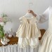 Cute Summer New Design Baby Girl's Simple Floral Sleeveless Dress with Casual Stylish Cuffed Pants