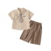 Dotted Summer College-Style Shirt Set for Boys and Girls, Sibling Matching Outfits, Infant Pleated Skirt and Shorts Two-Piece Trendy Set