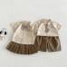 Dotted Summer College-Style Shirt Set for Boys and Girls, Sibling Matching Outfits, Infant Pleated Skirt and Shorts Two-Piece Trendy Set