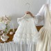 Cute Layered Tulle Dress with Flutter Sleeves for Baby Girls, Breathable Sleeveless Summer Dress, Simple and Sweet Style