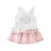 Cute Cartoon Print Tank Top Sweet Cake Skirt Set for Baby Girls, Summer New Style, Cool and Adorable Two-Piece Outfit