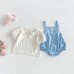 Cute Baby Girl Summer Set with Cartoon Embroidery, Sleeveless Overall Romper and Short Sleeve Top, Sweet Peter Pan Collar Two-Piece Outfit Cute Baby Girl Summer Set with Cartoon Embroidery, Sleeveless Overall Romper and Short Sleeve Top, Sweet Peter Pan Collar Two-Piece Outfit