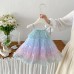 Cute Gradient Sleeveless Princess Dress for Baby GirlsBreathable Mesh Dress, Casual Summer Outfit