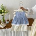 Cute Lace Checkered Vest  Loose Pants Two-Piece Set for Girls Summer Casual Outfit