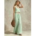 V-neck solid color sleeveless camisole top wide leg pants set