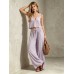 V-neck solid color sleeveless camisole top wide leg pants set