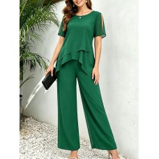 Irregular top wide leg long pants two-piece set Irregular top wide leg long pants two-piece set