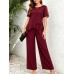 Irregular top wide leg long pants two-piece set
