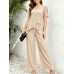 Irregular top wide leg long pants two-piece set
