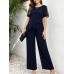 Irregular top wide leg long pants two-piece set