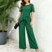 Irregular top wide leg long pants two-piece set
