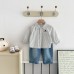 Fashionable Vertical Stripe Shirt and Jeans Set for Boys, Spring and Autumn New Style, Baby Boy Casual Two-Piece Outfit