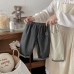 Cute Spring New Style Baby Cotton Pants with Rolled Edge Fashion Casual Solid Color Patchwork Pants for Toddlers