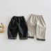 Cute Spring New Style Baby Cotton Pants with Rolled Edge Fashion Casual Solid Color Patchwork Pants for Toddlers