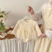 Dotted Spring New Baby Girl Butterfly Knot False Two-Piece Romper Knitted Triangle Crawling Suit