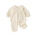 Cute Spring New Baby Polka Dot Knit Home Wear Set for Girls, Stylish Turn-Down Collar Two-Piece Loungewear Cute Spring New Baby Polka Dot Knit Home Wear Set for Girls, Stylish Turn-Down Collar Two-Piece Loungewear