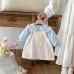 Cute Baby Girl Spring Outfit Set, Fashionable Floral Overalls Dress with Inner Top, Two-Piece Set, Princess Dress for Toddlers