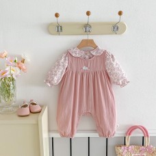 Cute Floral Shirt and Overalls Two-Piece Set for Baby Girls, Spring Outfit, Newborn Infant Clothes