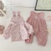 Cute Floral Shirt and Overalls Two-Piece Set for Baby Girls, Spring Outfit, Newborn Infant Clothes