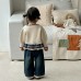 Cute Knit Cardigan Set for Baby Girls, Sweater Jacket and Jeans Pants Two-Piece Outfit