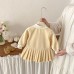 Cute Cartoon Patchwork Shirt Dress for Baby Girls, Spring New StylePleated Knit Skirt Cute Cartoon Patchwork Shirt Dress for Baby Girls, Spring New StylePleated Knit Skirt