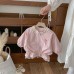 Cute Floral Trim Coat for GirlsChildren's Clothing, Sweet and Stylish, Mesh Panel Design, Kids Trench Coat