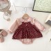 Dotted Baby Spring Clothing Newborn Outfit Girl Baby Stylish Floral Romper Pure Cotton Turn-down Collar Faux Two-piece Spring Autumn