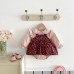 Dotted Baby Spring Clothing Newborn Outfit Girl Baby Stylish Floral Romper Pure Cotton Turn-down Collar Faux Two-piece Spring Autumn