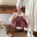 Dotted Baby Spring Clothing Newborn Outfit Girl Baby Stylish Floral Romper Pure Cotton Turn-down Collar Faux Two-piece Spring Autumn