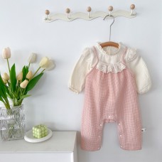 Cute Princess Style Baby Girl Autumn Outfit Set Fashionable  Infant Clothes, Sweet Two-Piece Suit with Bodysuit and Top