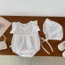 Girls' summer clothes with lace flying sleeves and fart bags, baby girls' outdoor stylish one-piece climbing clothes