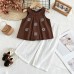 Girls' Summer Two-Piece Set with Embroidered Halter Top and Wide-Leg Pants Fashion Outfit