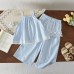 Cute Girls' Summer Strap Set, Fashionable Ruffled Strap Wide-Leg Pants Two-Piece Outfit