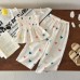 Girls' Summer Outfit Colorful Heart Embellished Strap Wide Leg Pants Two-Piece Set Kids Casual Clothing