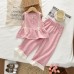 Girls' Lace Bow Set Summer Fashionable Children's Clothing Baby Sweet Sleeveless Two-Piece Set Girls' Lace Bow Set Summer Fashionable Children's Clothing Baby Sweet Sleeveless Two-Piece Set